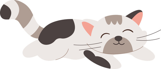 Cute cat lying flat icon Funny domestic animal