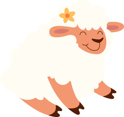 Cute cartoon sheep mother flat icon Funny domestic animal
