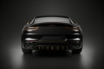 Fototapeta na wymiar rear view of a generic and brandless modern car on a black background, AI art