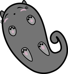 Cute sleeping cat with cheeks, hand drawn paisley shape, doodle cartoon collection