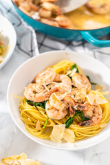 Garlic Shrimp Pasta with Spinach