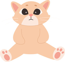 Cute white cat flat icon Funny domestic animal