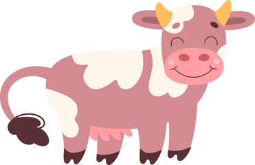 Cute mother cow flat icon Funny animal