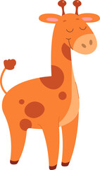 Cute cartoon giraffe flat icon Funny wild animal