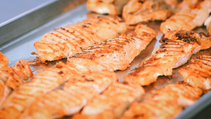 close up.grilled red fish fillet.healthy nutrition concept