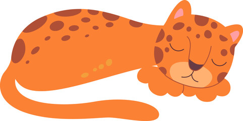 Cute tiger mother flat icon Sleepy wild animal