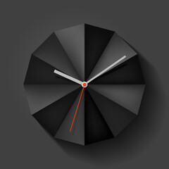 Modern clock. Black Timer on dark background. Abstract watch. Vector design element for you project