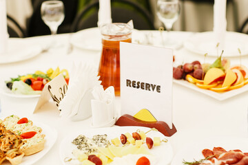 served table in the restaurant for reception