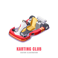 illustration of a red children's racing car on a white background