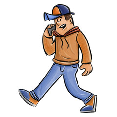illustration of a man with cell phone