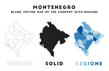 Montenegro map. Borders of Montenegro for your infographic. Vector country shape. Vector illustration.