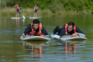 learning to row on the stand-up paddleboard