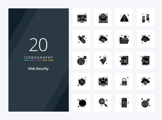 20 Web Security Solid Glyph icon for presentation. Vector icons illustration