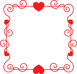 Square frame with hearts flat icon Wall decor element