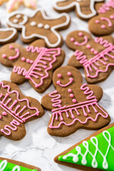 Christmas gingerbread cookies with royal icing