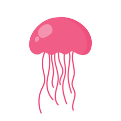 Cute Jellyfish Cartoon Animated in Flat Sea Animal Vector Illustration