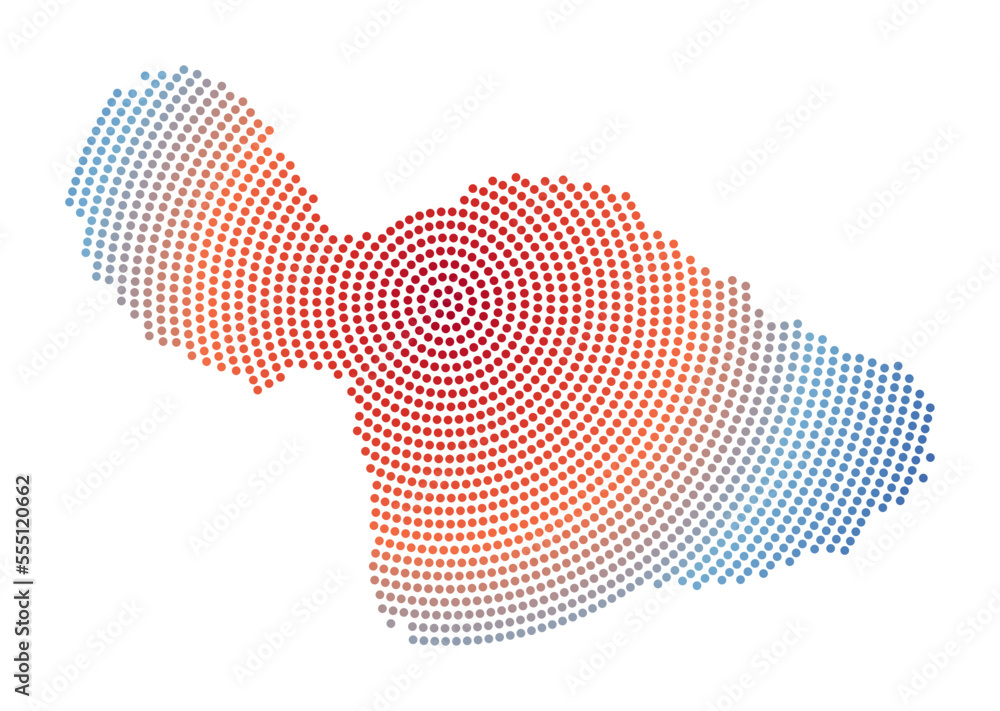 Poster maui dotted map. digital style shape of maui. tech icon of the island with gradient dots. neat vecto