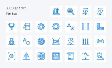 25 Tools Blue icon pack. Vector icons illustration