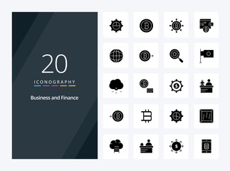20 Finance Solid Glyph icon for presentation. Vector icons illustration