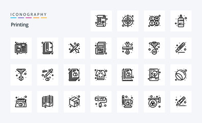 25 Printing Line icon pack. Vector icons illustration