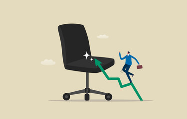 Employee Promotion. New job offer or new career. Success of company employees. Businessman or employee is being promoted. Illustration