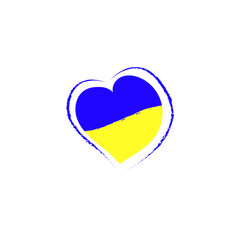 Love Ukraine emblem, greetings card. Ukraine independence day, national holiday 24th of august with vector heart in flag colors