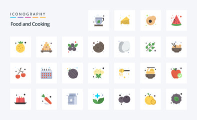 25 Food Flat color icon pack. Vector icons illustration