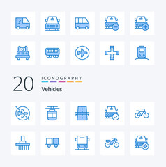 20 Vehicles Blue Color icon Pack. like complete. car. transportation. highway. creative