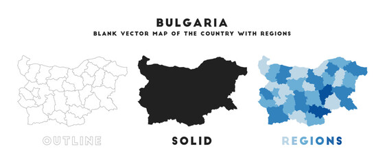 Bulgaria map. Borders of Bulgaria for your infographic. Vector country shape. Vector illustration.