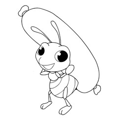 Ant coloring book vector illustration isolated on white background.