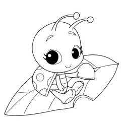 Lady bug,cartoon,vector illustration isolated on white background.