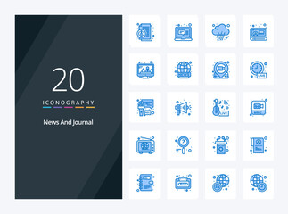 20 News Blue Color icon for presentation. Vector icons illustration