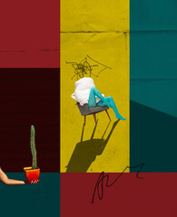 Modern design, contemporary art collage. Inspiration, idea, trendy urban style. Copy space for text...