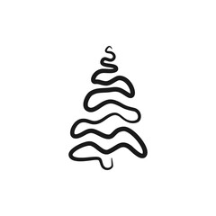 Continuous line drawing Christmas tree, Xmas tree one line drawing