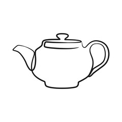 Continuous line drawing tea pot. Teapot in continuous line art drawing style
