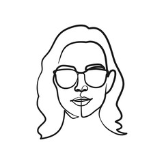 Continuous one line art woman wearing sunglasses