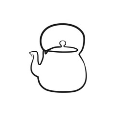 Continuous line drawing tea pot. Teapot in continuous line art drawing style