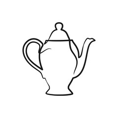 Continuous line drawing tea pot. Teapot in continuous line art drawing style