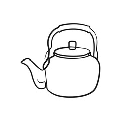 Continuous line drawing tea pot. Teapot in continuous line art drawing style