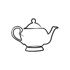 Continuous line drawing tea pot. Teapot in continuous line art drawing style