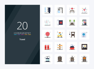 20 Travel Flat Color icon for presentation. Vector icons illustration
