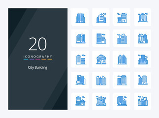Fototapeta na wymiar 20 City Building Blue Color icon for presentation. Vector icons illustration