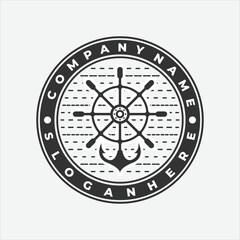 Vintage ship vector logo design template icon