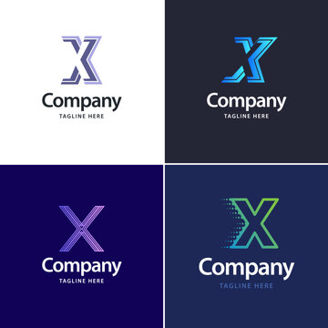 Letter X Big Logo Pack Design. Creative Modern logos design for your business. Vector Brand name illustration