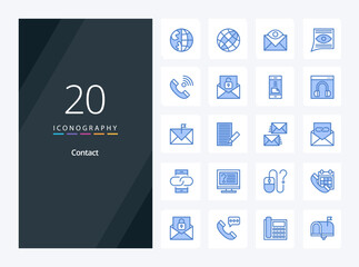 Fototapeta na wymiar 20 Contact Blue Color icon for presentation. Vector icons illustration