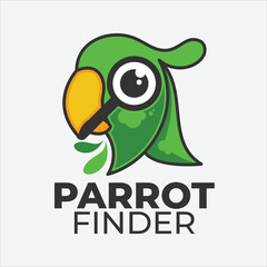 Green parrot vector logo design illustration icon