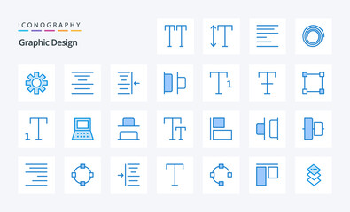 25 Design Blue icon pack. Vector icons illustration