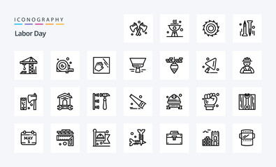 25 Labor Day Line icon pack. Vector icons illustration