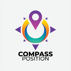 Compass position vector logo design template icon