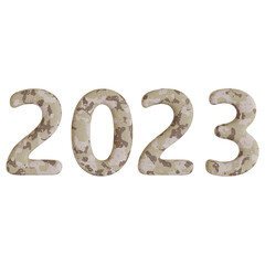 Number 2023 new year 3d render